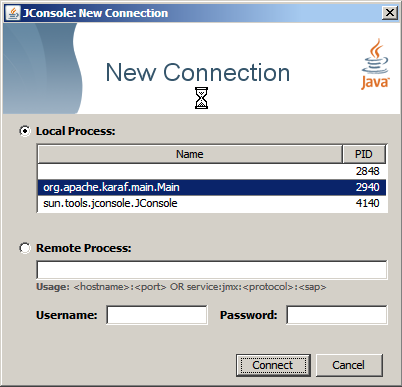 JConsole: new connection