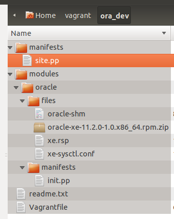 Vagrant oracle-xe folder structure