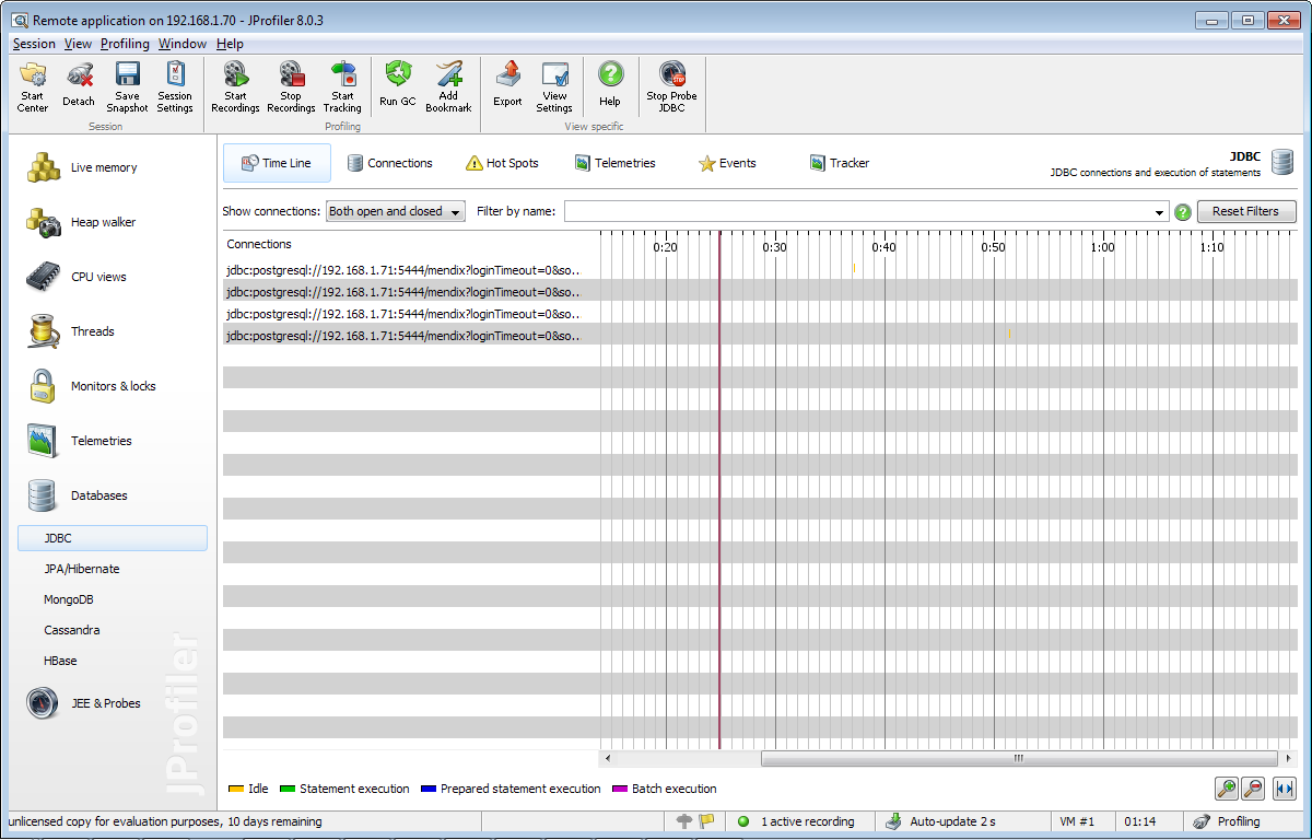 JDBC timeline